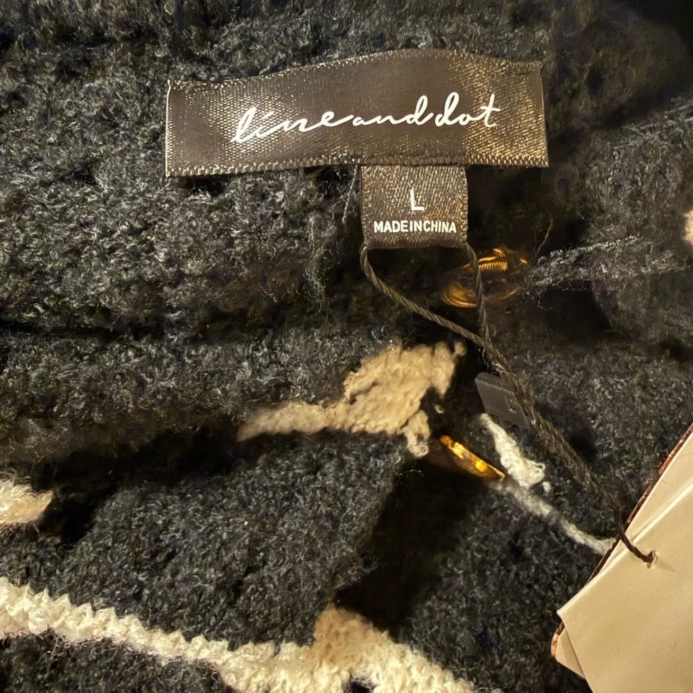 NWT Line and Dot Let Me Be Cardigan in Black and Ivory, Size L - Picture 11 of 14